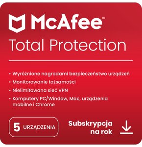 Antywirus MCAFEE Total Protection 5D New 5 URZĄDZEŃ 1 ROK Kod aktywacyjny