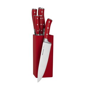 Zestaw noży kuchennych ze stojakiem VINTAGE CUISINE (7 elementów) Czerwony