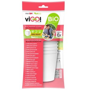 Kubki papierowe VIGO Bio Biały 250 ml (6 szt.)