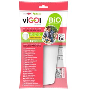 Kubki papierowe VIGO Bio Biały 400 ml (6 szt.)