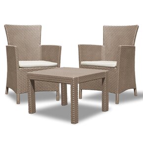 Zestaw mebli balkonowo ogrodowych ALLIBERT Rosario Set (Dwa fotele + stolik) Cappuccino-piaskowy