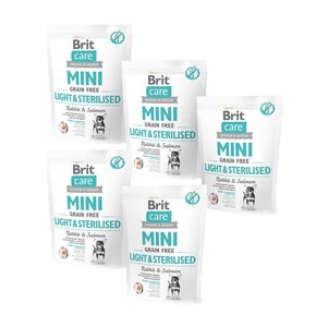 Karma dla psa BRIT Care Mini Light & Sterilised Królik z łososiem 5 x 400 g