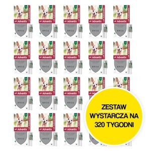 Krople na pchły i kleszcze BAYER Advantix Spot-on Bardzo małe psy (do 4 kg) 80 x 0.4 ml