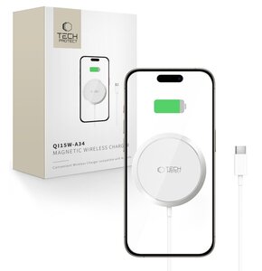 Ładowarka indukcyjna TECH-PROTECT QI15W-A34 Magnetic Magsafe 15W Biały