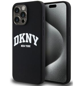 Etui DKNY Liquid Silicone White Printed Logo MagSafe do Apple iPhone 14 Pro Max Czarny
