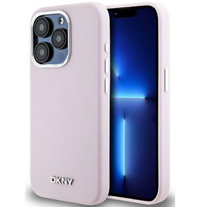 Etui DKNY Liquid Silicone Small Metal Logo MagSafe do Apple iPhone 15 Pro Różowy