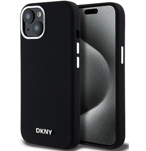 Etui DKNY Liquid Silicone Small Metal Logo MagSafe do Apple iPhone 14 Plus/15 Plus Czarny
