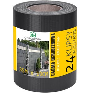 Taśma ogrodzeniowa OGRODOVIA 19 cm x 35 m Grafitowy