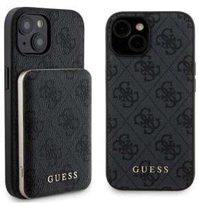 Etui GUESS 4G Metal Logo do Apple iPhone 15 + Powerbank 5000mAh MagSafe Czarny