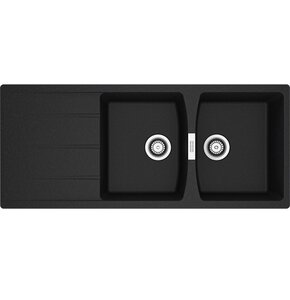 Zlewozmywak dwukomorowy z ociekaczem FRANKE Centro CNG 621-116 114.0710.232 Onyx 50x116