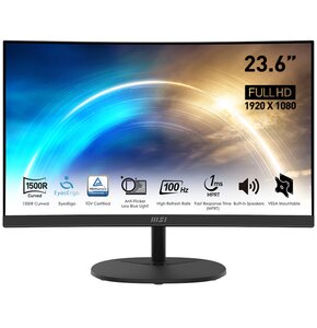 Monitor MSI Pro MP2412C 23.6" 1920x1080px 100Hz 1 ms [MPRT] Curved