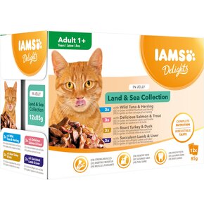 Karma dla kota IAMS Delights Land & Sea w galarecie (12 x 85 g)