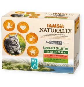 Karma dla kota IAMS Naturally Senior Land & Sea (12 x 85 g)