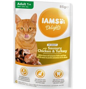 Karma dla kota IAMS Delights Aromatyczny kurczak i indyk w sosie 85 g