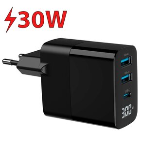 Ładowarka sieciowa GEMBIRD TA-UC-PDQC30LCD-BK-02 30W Czarny