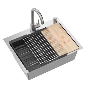 Zlewozmywak MYQ Leo LEO1CBS Inox + bateria GANGES GAN000BS