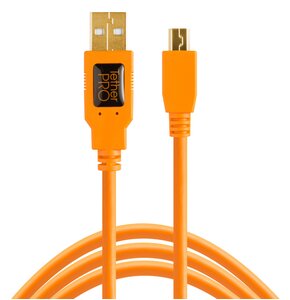 Kabel do tetheringu USB - Mini-B 5-Pin TETHER TOOLS Pro 4.6m Pomarańczowy