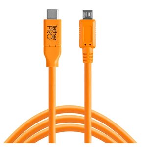 Kabel do tetheringu USB-C - Micro-B 5-Pin TETHER TOOLS Pro 4.6m 480 Mb/s Pomarańczowy