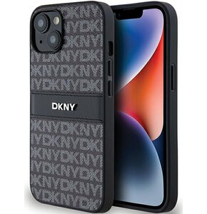 Etui DKNY Leather Mono Stripe & Metal Logo do Apple iPhone 13/14/15 Czarny