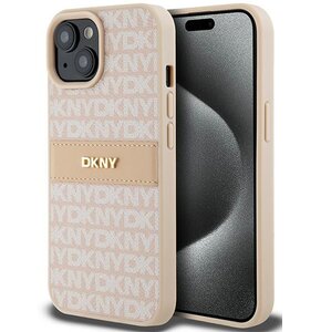 Etui DKNY Leather Mono Stripe & Metal Logo do Apple iPhone 14 Plus/15 Plus Różowy