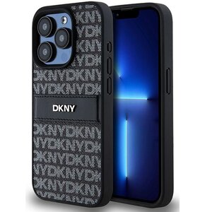Etui DKNY Leather Mono Stripe & Metal Logo do Apple iPhone 15 Pro Czarny