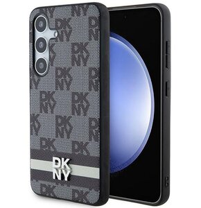 Etui DKNY Leather Checkered Mono Pattern & Printed Stripes do Samsung Galaxy S24 Czarny