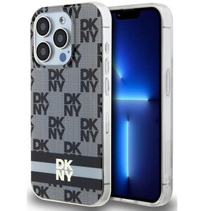 Etui DKNY IML Checkered Mono Pattern & Printed Stripes MagSafe do Apple iPhone 14 Pro Czarny