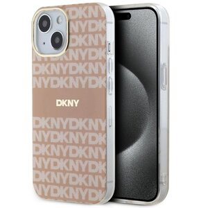 Etui DKNY IML Mono & Stripe MagSafe do Apple iPhone 13/14/15 Różowy