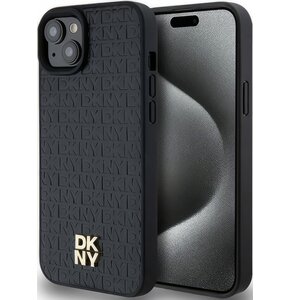 Etui DKNY Leather Monogram Pattern Metal Logo MagSafe do Apple IPhone 14 Plus/15 Plus Czarny