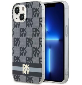 Etui DKNY IML Checkered Mono Pattern & Painted Stripes MagSafe do Apple iPhone 13/14/15 Czarny