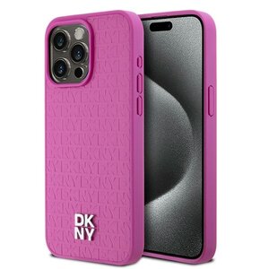 Etui DKNY Leather Monogram Pattern Metal Logo MagSafe do Apple iPhone 15 Pro Max Różowy
