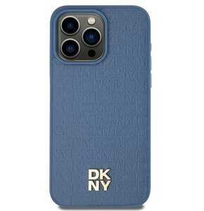 Etui DKNY Leather Pattern Metal Logo MagSafe do Apple iPhone 13/14/15 Niebieski