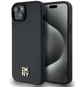 Etui DKNY Leather Pattern Metal Logo MagSafe do Apple iPhone 13/14/15 Czarny