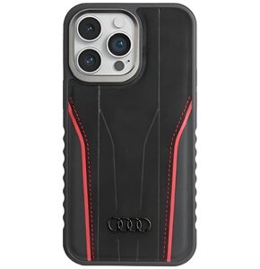 Etui AUDI Genuine Leather MagSafe do Apple iPhone 14 Pro Czarno-czerwony