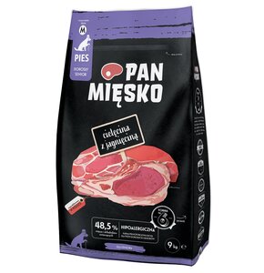 Karma dla psa PAN MIĘSKO Cielęcina z jagnięciną M 9 kg