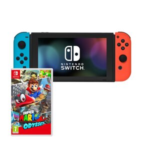 Konsola NINTENDO Switch HAC-001(-01) + Kontroler Switch Czerwono-niebieski + Mario Odyssey Gra NINTENDO SWITCH
