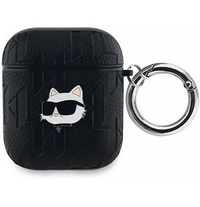 Etui na słuchawki KARL LAGERFELD Monogram Choupette Head do Apple Airpods 1/2 Czarny