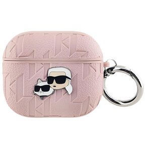 Etui na słuchawki KARL LAGERFELD Monogram Karl & Choupette Head do Apple AirPods 3 Różowy