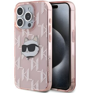 Etui KARL LAGERFELD IML Choupette Head & Monogram do Apple iPhone 15 Pro Max Różowy