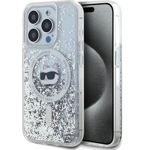 Etui KARL LAGERFELD Liquid Glitter Choupette Head Magsafe do Apple iPhone 14 Pro Przezroczysty