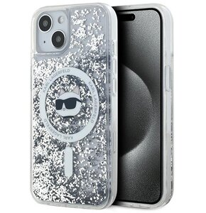 Etui KARL LAGERFELD Liquid Glitter Choupette Head Magsafe do Apple iPhone 14/15/13 Przezroczysty