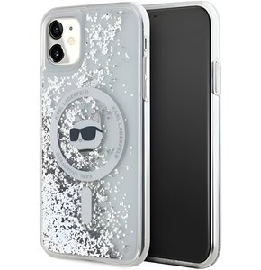 Etui KARL LAGERFELD Liquid Glitter Choupette Head Magsafe do Apple iPhone 11/Xr Przezroczysty