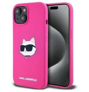 Etui KARL LAGERFELD Silicone Choupette Head MagSafe do Apple iPhone 14 Plus/15 Plus Różowy