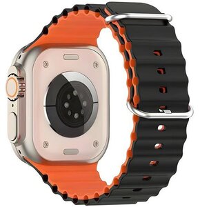 Pasek BELINE Silicone Waves do Apple Watch (42/44/45/49mm) Czarno-pomarańczowy