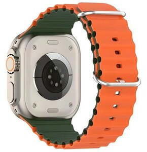 Pasek BELINE Silicone Waves do Apple Watch (42/44/45/49mm) Zielono-pomarańczowy