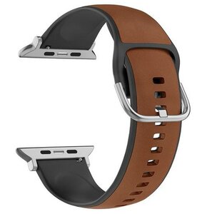 Pasek BELINE Silico Leather do Apple Watch 4/5/6/7/8/9/SE/SE 2 (38/40/41mm) Brązowo-czarny