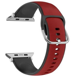 Pasek BELINE Silico Leather do Apple Watch 4/5/6/7/8/9/SE/SE 2 (38/40/41mm) Czerwono-czarny