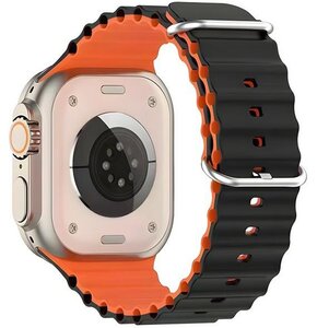 Pasek BELINE Silicone Waves do Apple Watch 4/5/6/7/8/9/SE/SE 2 (38/40/41mm) Czarno-pomarańczowy