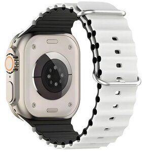 Pasek BELINE Silicone Waves do Apple Watch (42/44/45/49mm) Biało-czarny