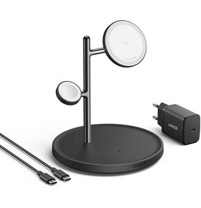 Ładowarka indukcyjna ANKER MagGo 15W 3w1 B25M3311 Czarny Qi2 MagSafe